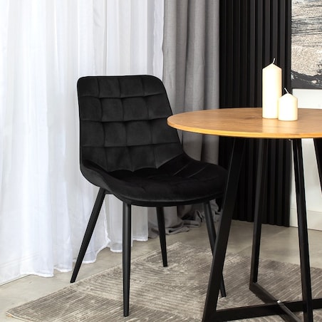 Krzesło tapicerowane czarne welurowe do salonu jadalni