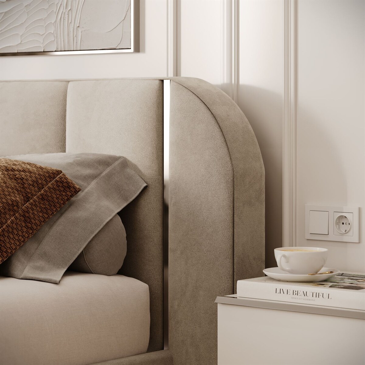 Łóżko tapicerowane AMARA SILVER, pojemnik, stelaż 32, 140x200, Royal Velvet 87180