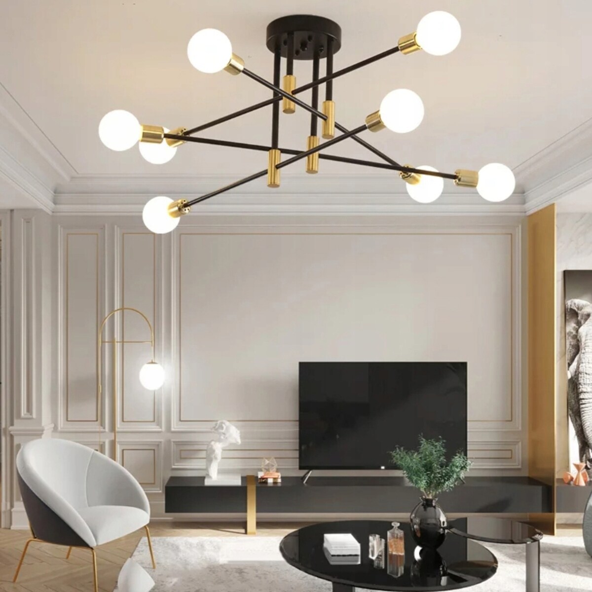 Lampa Sufitowa Wisząca Żyrandol Modna Gold Black