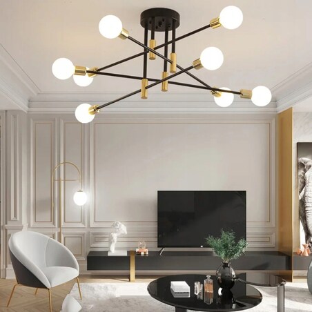 Lampa Sufitowa Wisząca Żyrandol Modna Gold Black