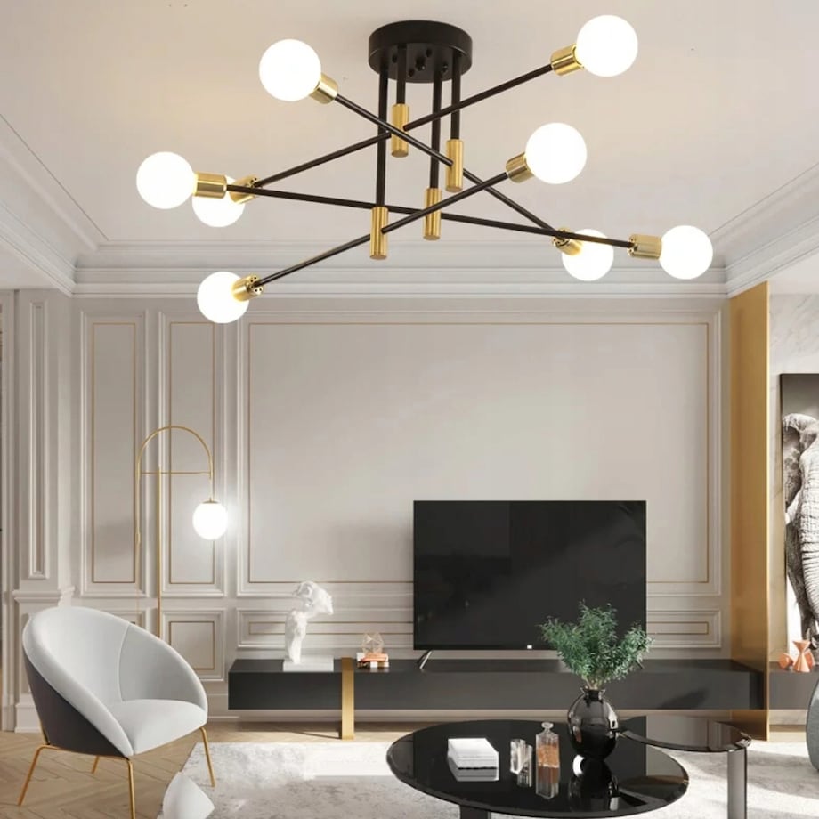 Lampa Sufitowa Wisząca Żyrandol Modna Gold Black