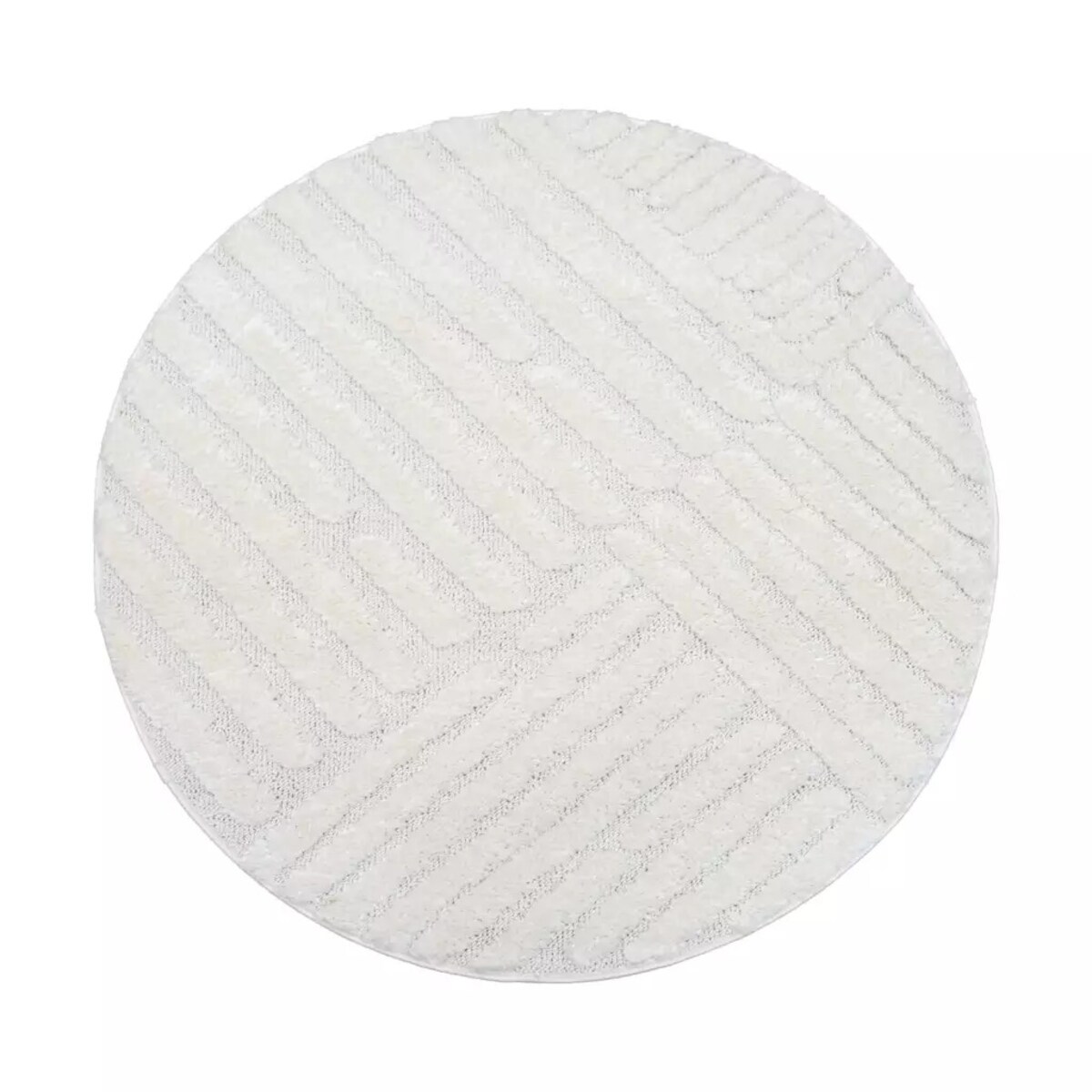 Dywan okrągły z efektem high low geometryczny Focera 7490 Krem 120x120