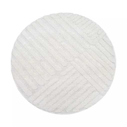 Dywan okrągły z efektem high low geometryczny Focera 7490 Krem 120x120