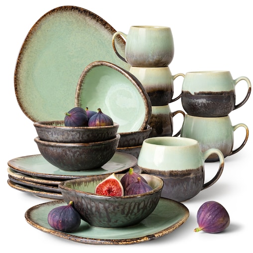 Konsimo PRIMA Zestaw śniadaniowy 6 os. (18 el.), szałwiowy