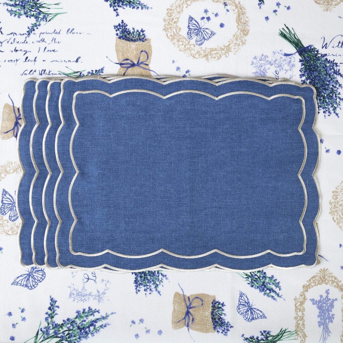 Haftowane podkładki Blue Onde - 4 sztuki