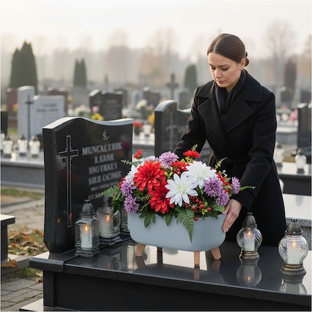 Donica Na Cmentarz Skrzynka Korytko Doniczka Na Wszystkich Świętych Gracia Case 39 Cm Szara