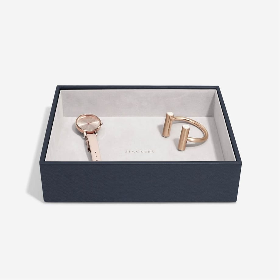 Szkatułka na biżuterię Stackers Pebble pięcioelementowa classic granatowa