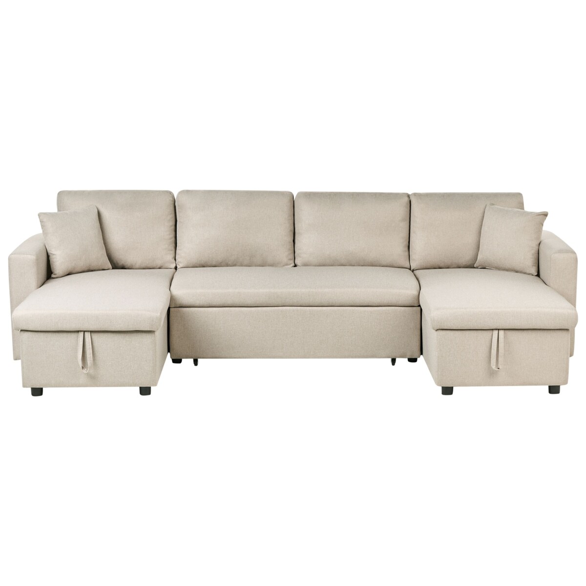 Sofa rozkładana w kształcie U SOMMEN Jasnobeżowy ze schowkiem dla 5 osób
