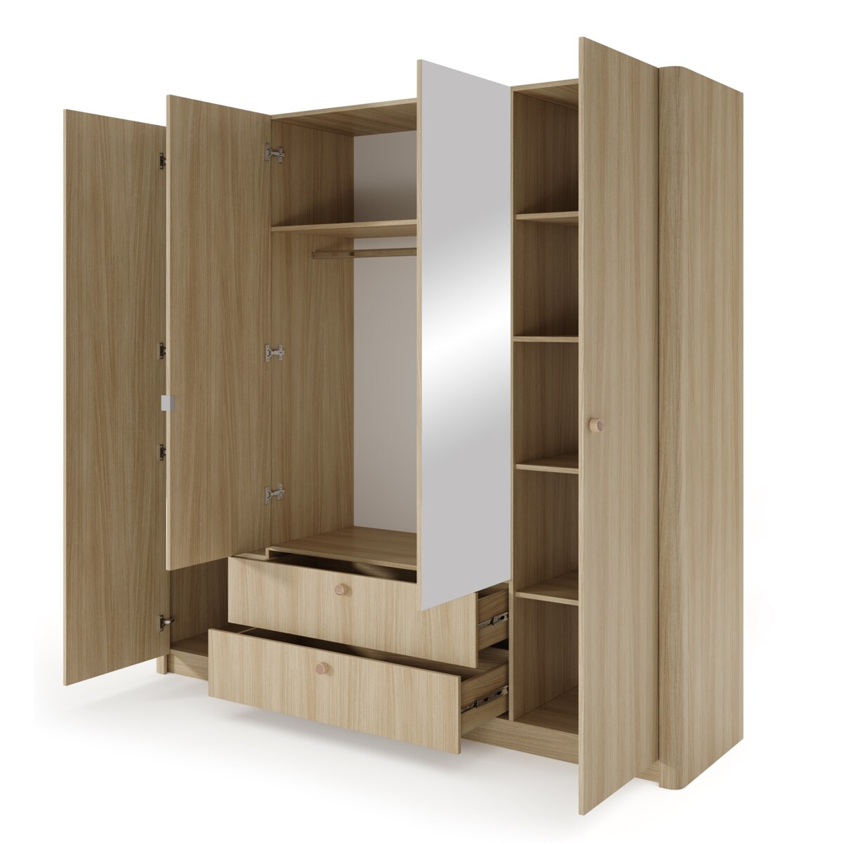 Szafa Sypialniana 213 KIKI z lustrem o zaokrąglonych kształtach