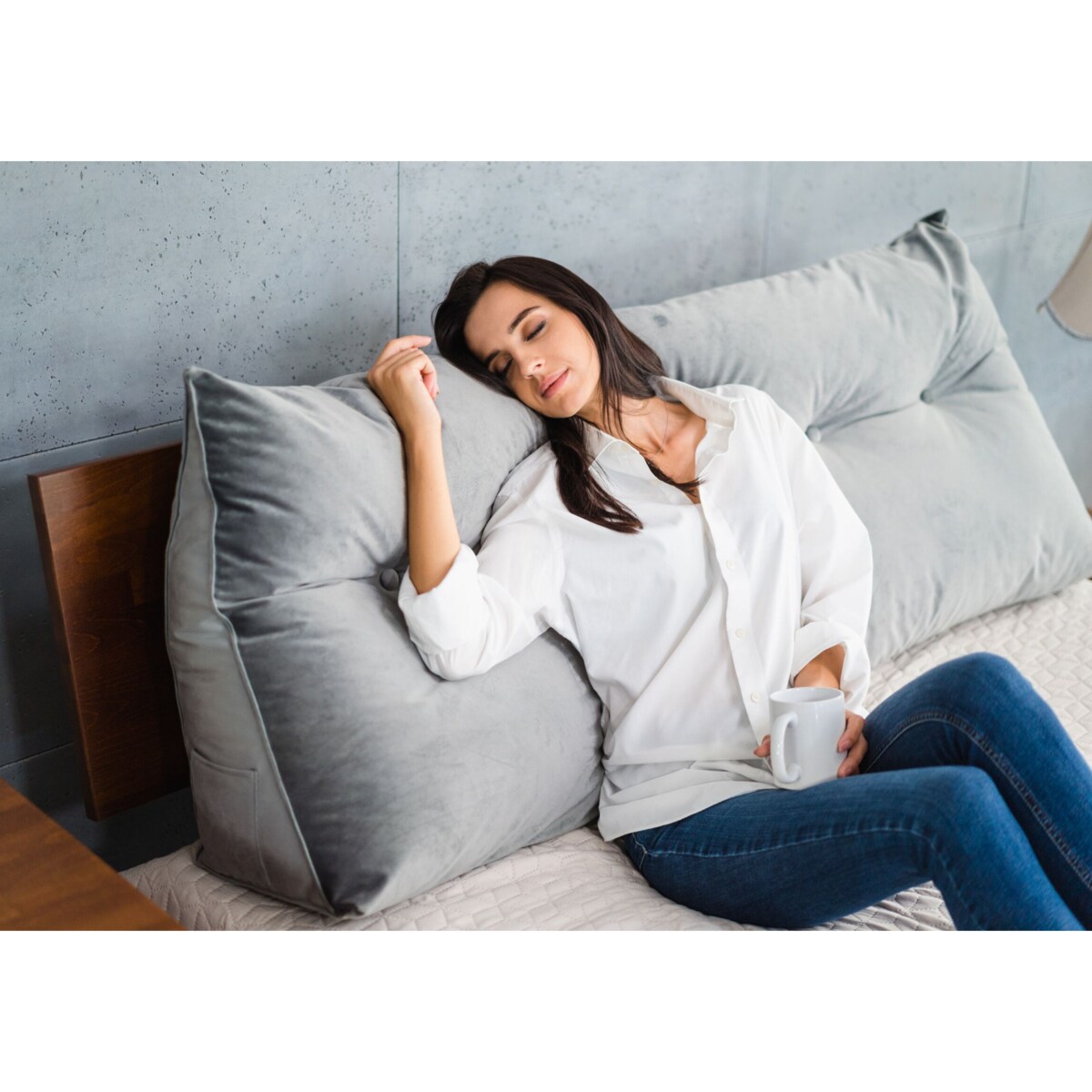 Szara Poduszka Dzienna Triangel 160 na zagłówek łóżka