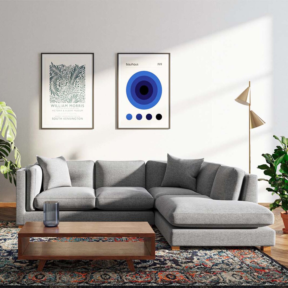 Pomo sofa narożna prawa Szara