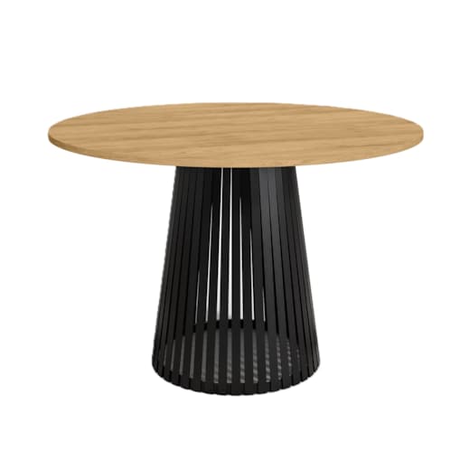 Stół okrągły VIV z lamelami do jadalni , salonu, blat 110 cm - dąb hikora