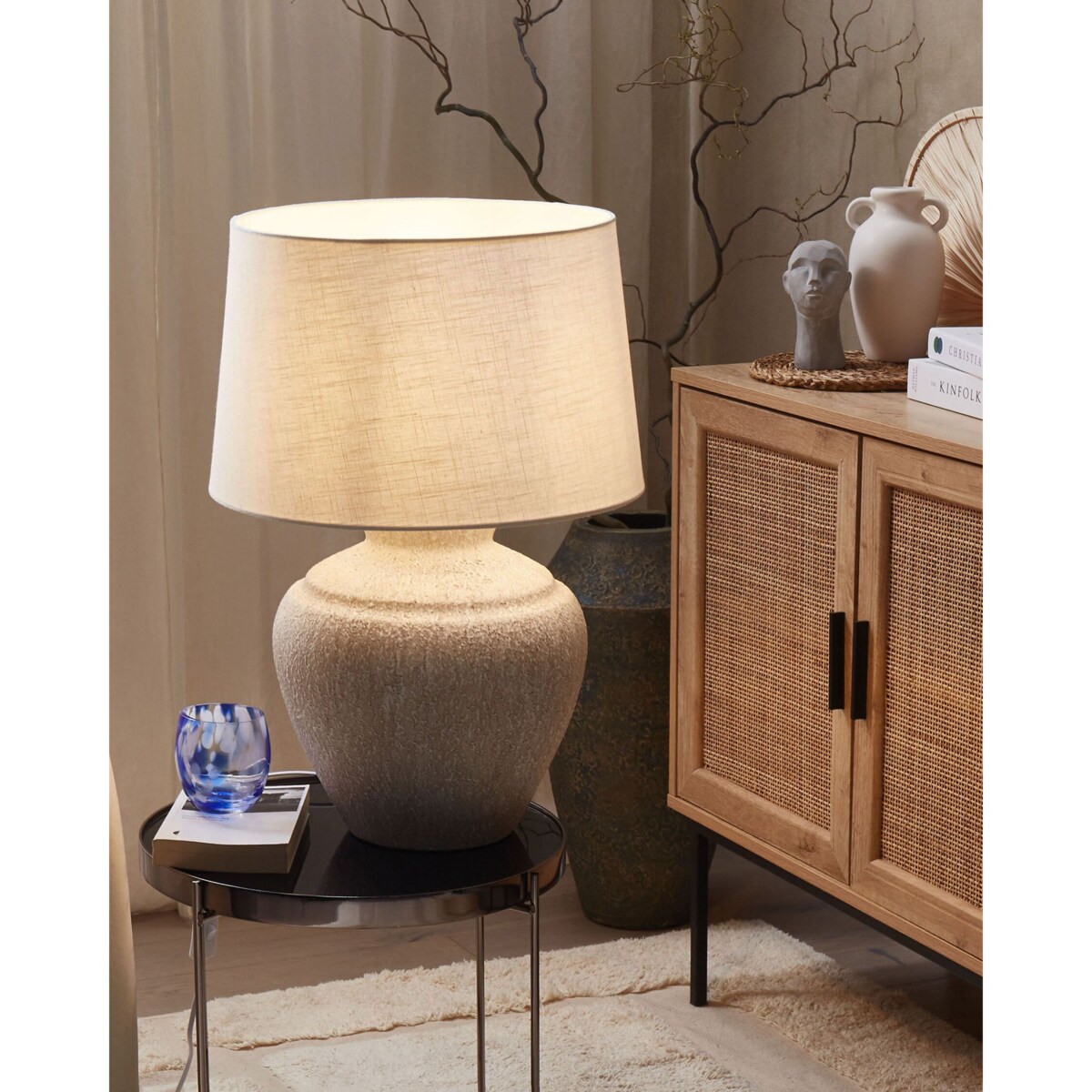 Lampa stołowa ceramiczna kremowa CAINE