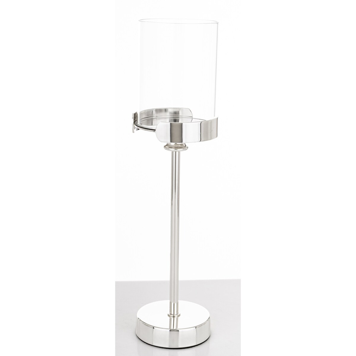 Świecznik srebrny z kloszem 33x8,5x8,5 cm CHANDIA