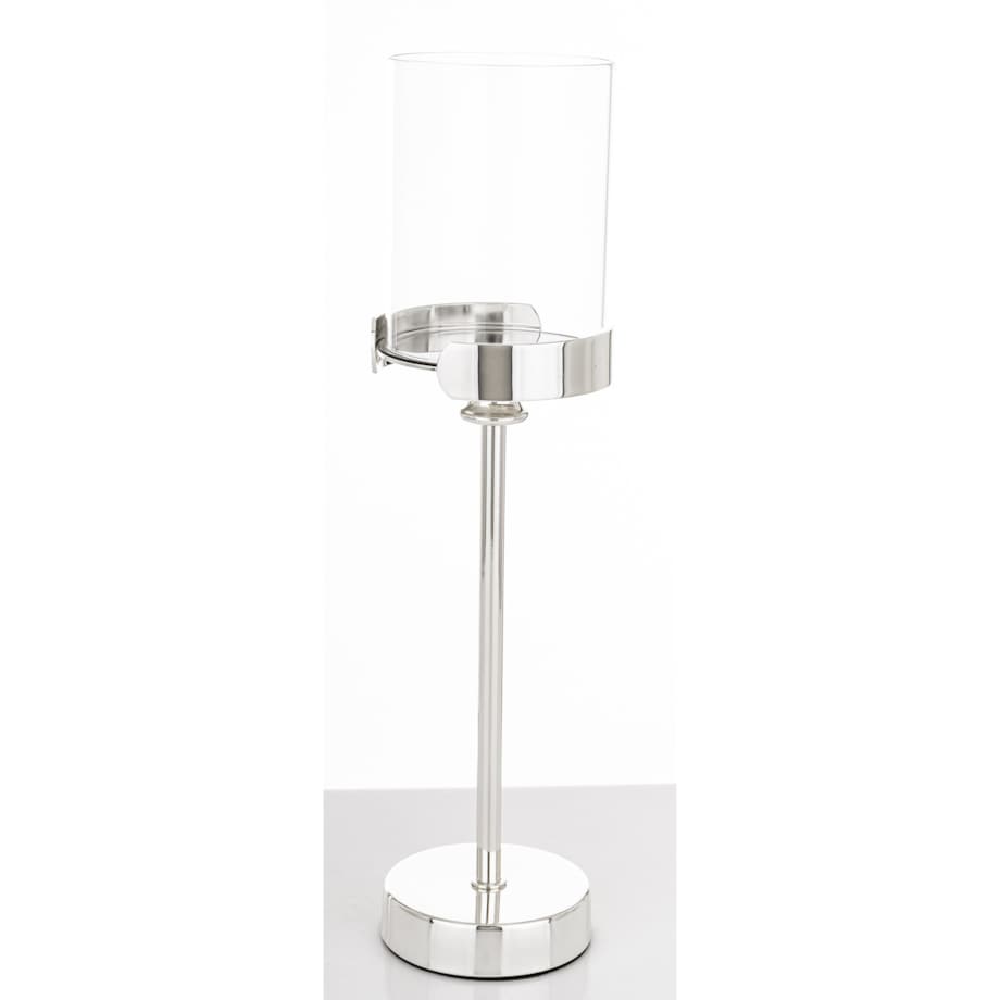 Świecznik srebrny z kloszem 33x8,5x8,5 cm CHANDIA