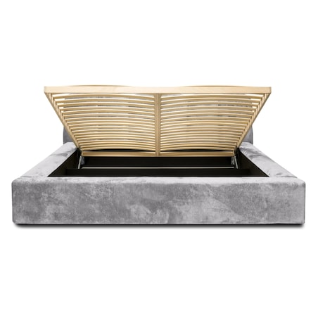 Łóżko z pojemnikiem szare 160x200 cm Boston