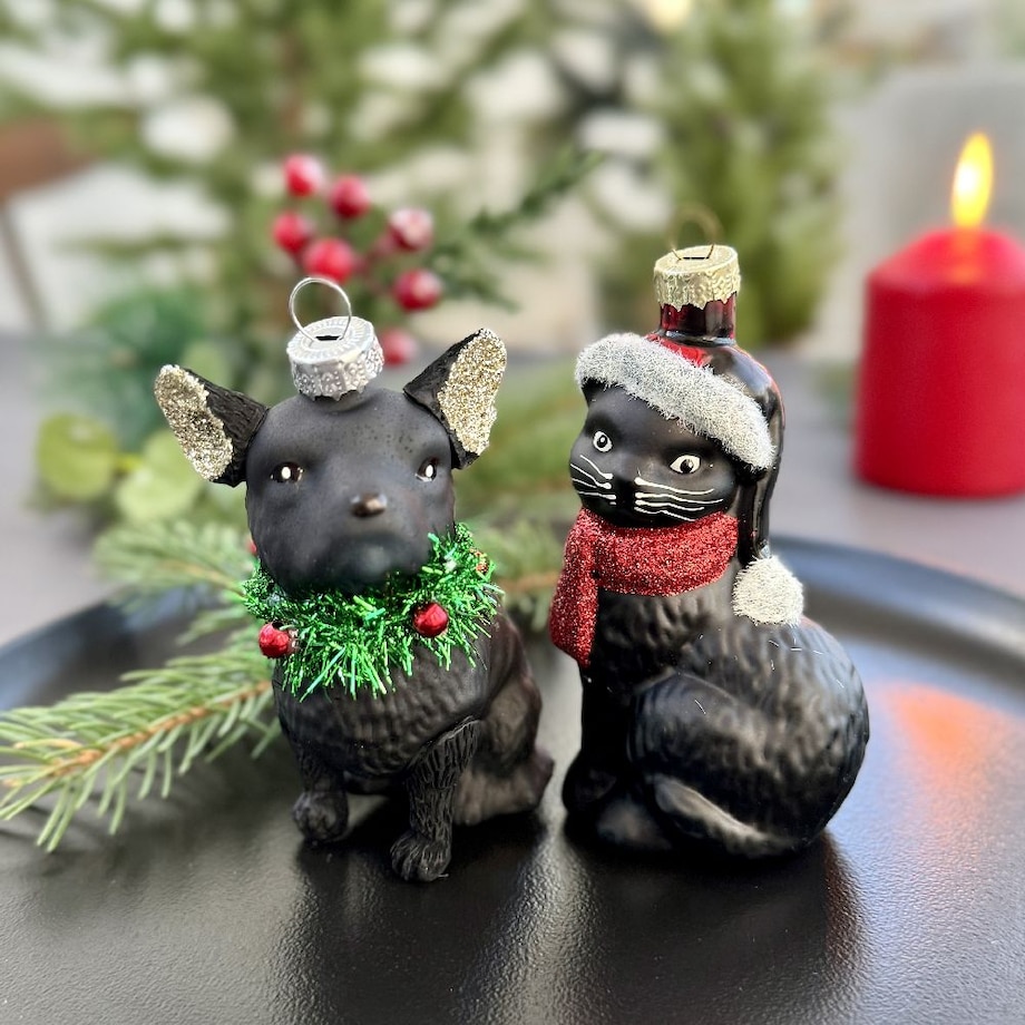 VILLA ITALIA Bombka szklana PIES czarny 9 cm