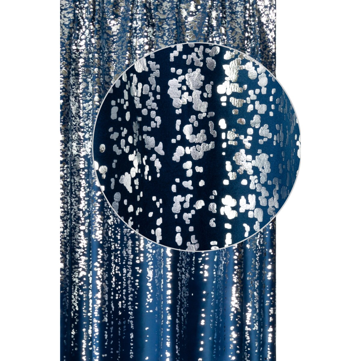 zasłona welurowa "srebrny deszcz" 140x270 na taśmie marszczącej. granat