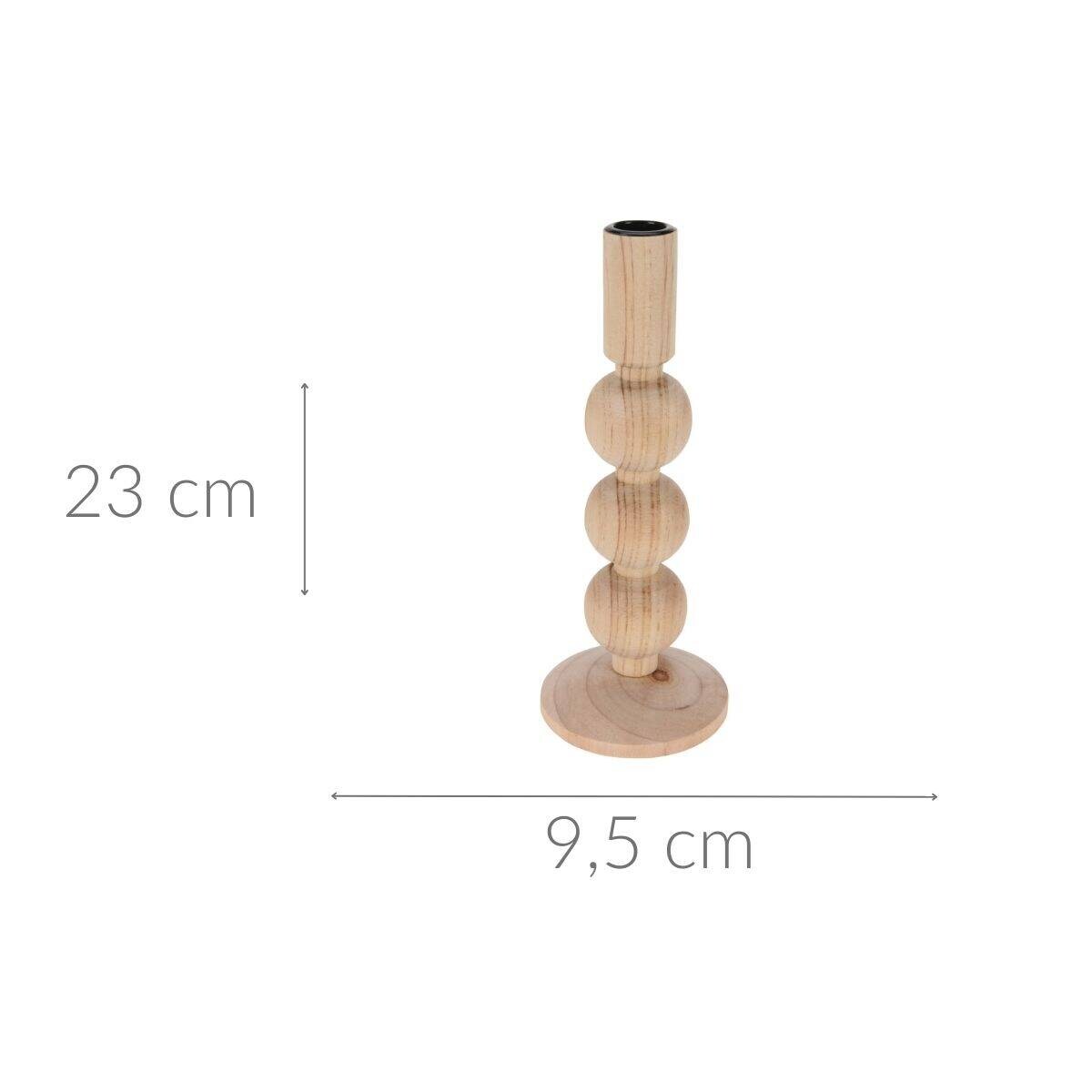 Drewniany świecznik, naturalny, wys. 23 cm