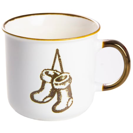 Kubek Porcelanowy Świąteczny Boże Narodzenie 400 Ml Biało-Złoty Skarpety