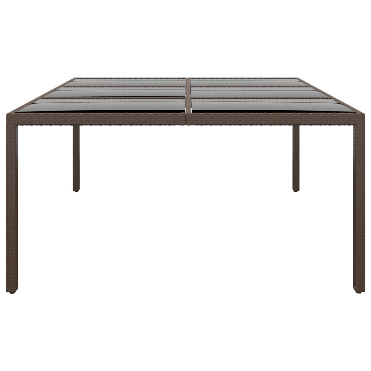 vidaXL Stół ogrodowy, szklany blat, brązowy, 200x150x75 cm, rattan