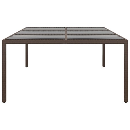 vidaXL Stół ogrodowy, szklany blat, brązowy, 200x150x75 cm, rattan