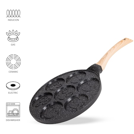 Marmurowa patelnia do pancakes naleśników jajek BUŹKI MINKI EMOTKI 26cm KAMILLE