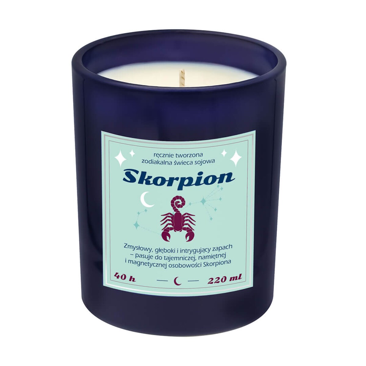 Świeca zodiakalna sojowa naturalna zapachowa SKORPION - bezpieczna, ręcznie robiona w szklanym słoiczku na prezent upominek dla osoby ze znakiem zodiaku SKORPIONA