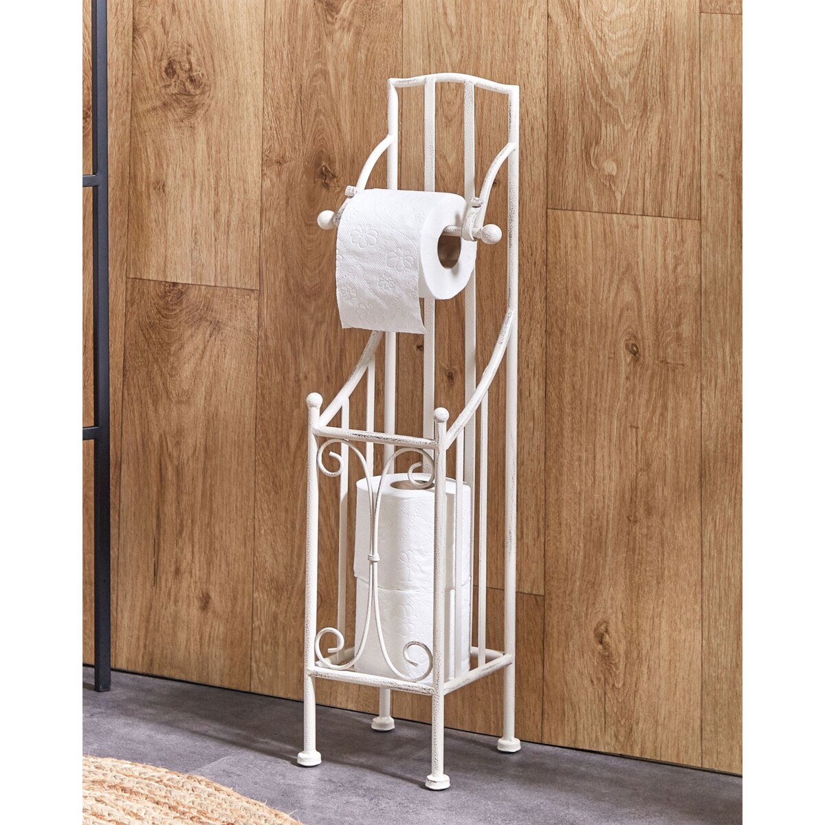 Metalowy stojak na papier toaletowy biały BRISA