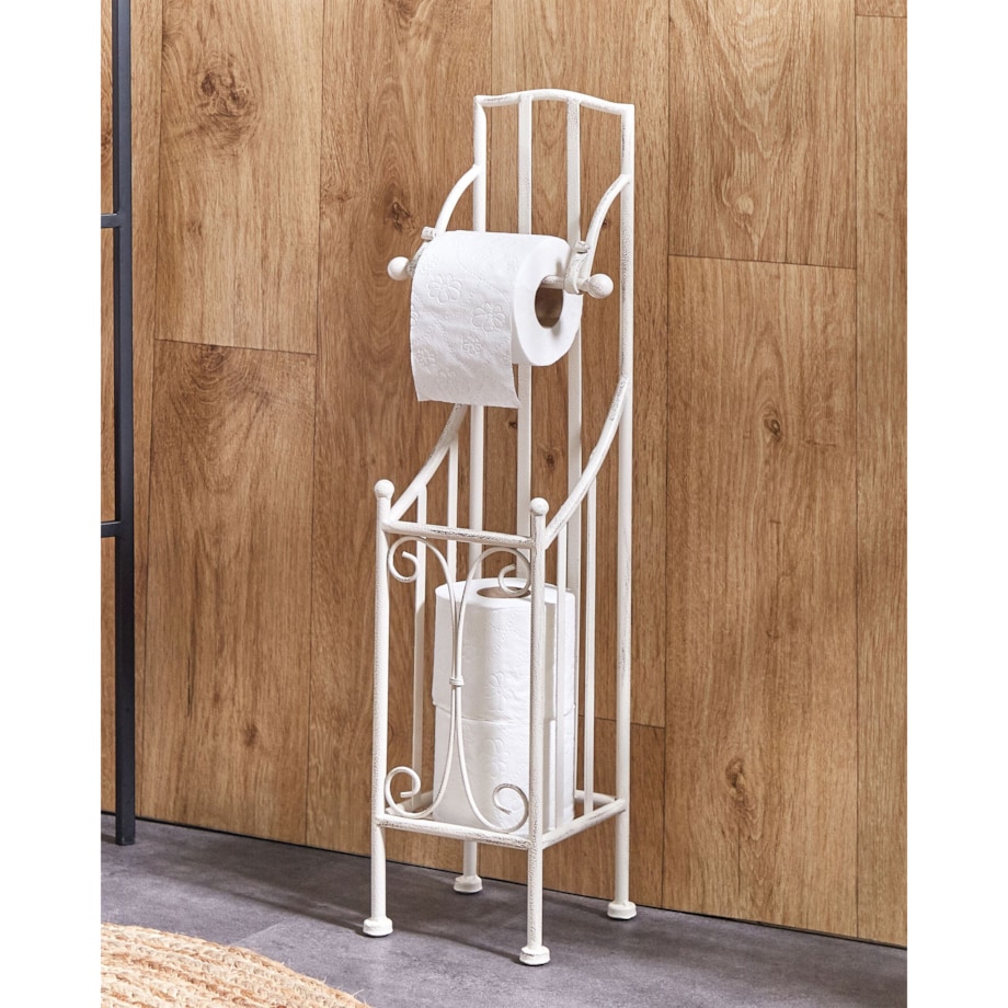 Metalowy stojak na papier toaletowy biały BRISA