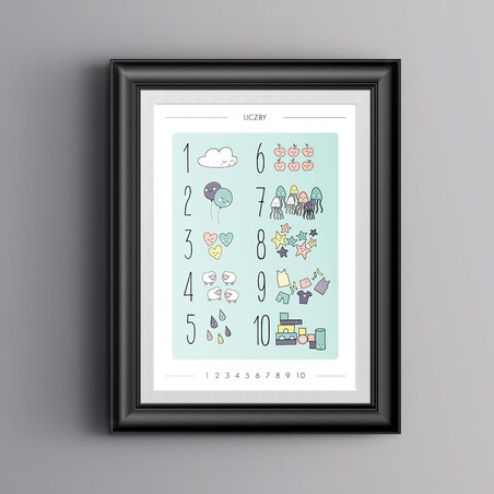 Plakat dla dzieci Liczby miętowe 40x50