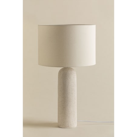 Lampa stołowa z lnu i włókna szklanego, brudna biel, Otile, 69 cm