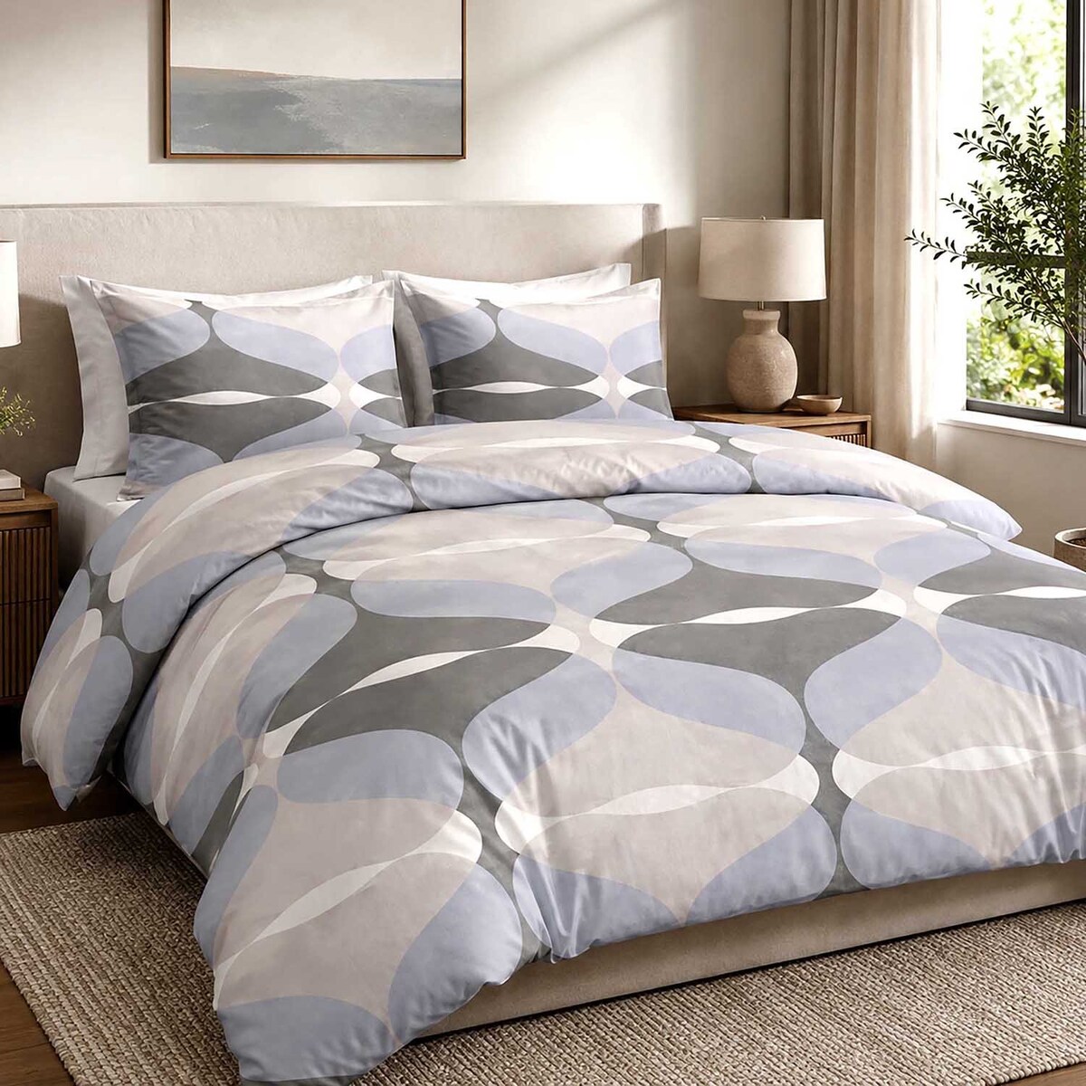 Poszewka dekoracyjna bawełniana 40x40 Forma Stone szara w geometryczny wzór, Cottonlove, Darymex