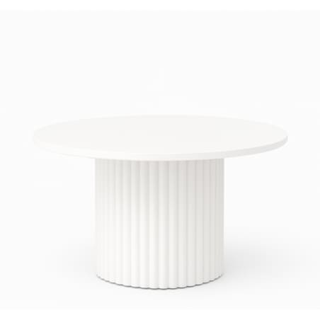 Nowoczesny stolik kawowy Riko z ryflowaną podstawą 42 cm wysokości- biały