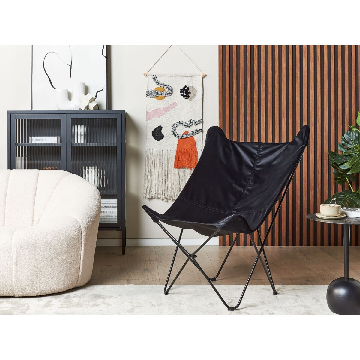 Fotel welurowy czarny NYBRO