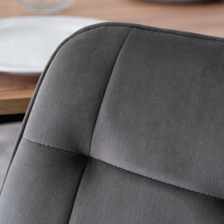 Krzesło Tapicerowane Welurowe Do Salonu Jadalni Kuchenne Szare CHRIS