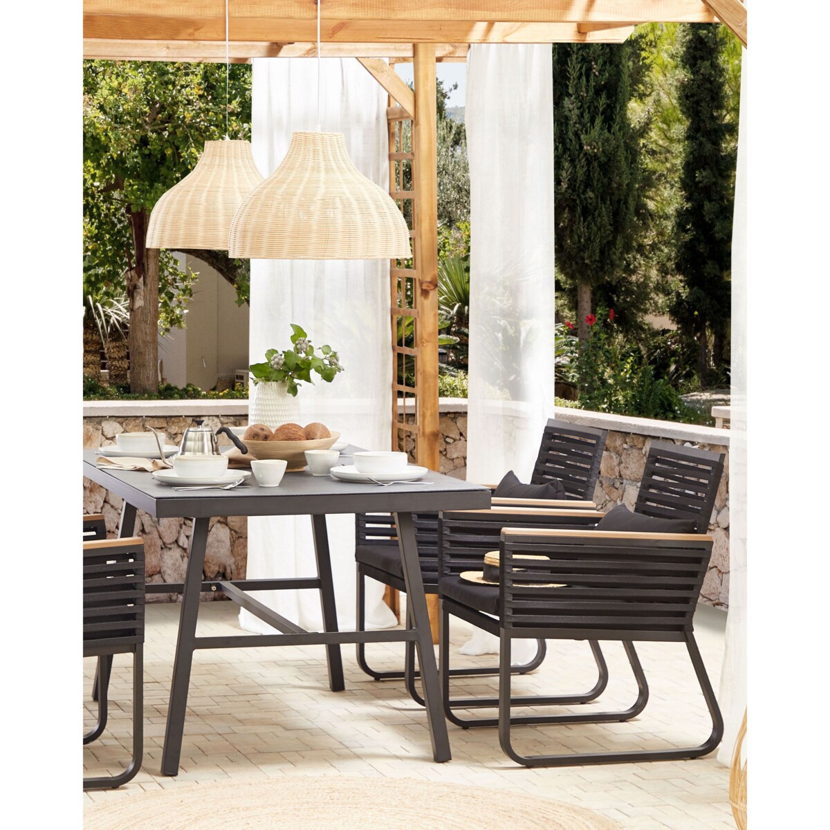 Krzesło ogrodowe Zestaw 2 Metal Czarny CANETTO