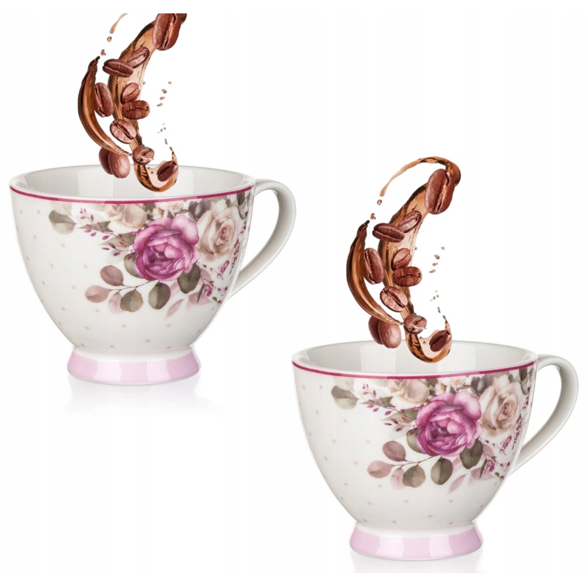 KUBEK FILIŻANKA róża 210 ml na kawę herbatę prezent 2szt upominek mamy pani