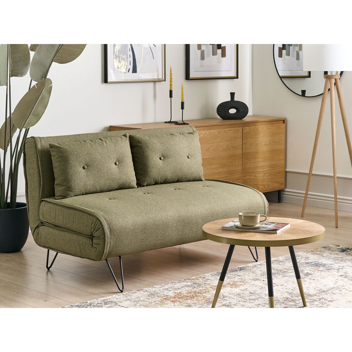 Sofa rozkładana 2-osobowa oliwkowa VESTFOLD