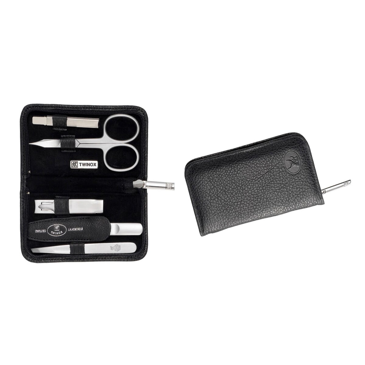 Zestaw podróżny Zwilling Twinox – czarne, skórzane etui, 5 elementów - Czarny