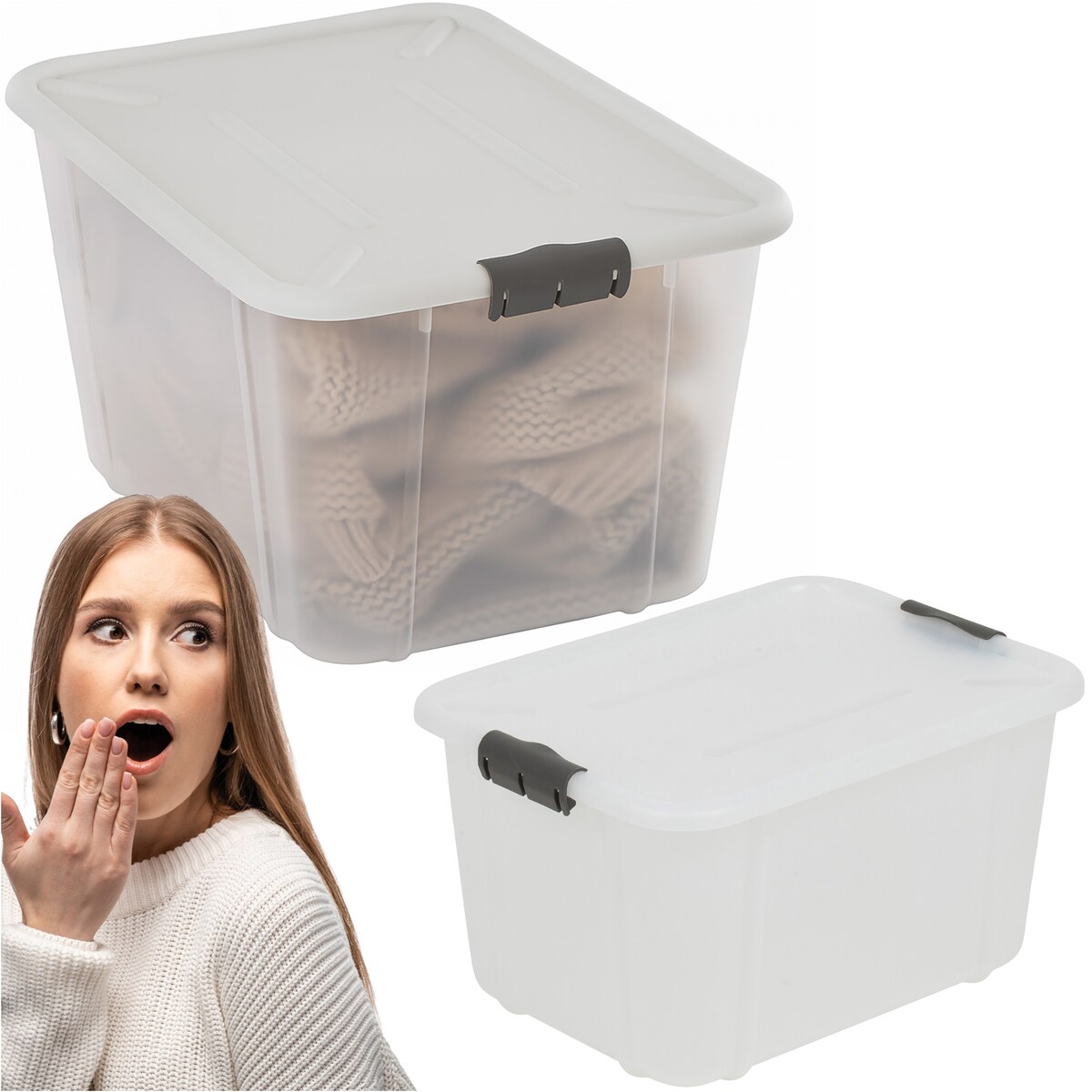 Pojemnik Plastikowy Pudełko 16 L Plastikowe Zamykany Z Pokrywką Pudło Box Do Przechowywania Na Zabawki Dokumenty Ubrania