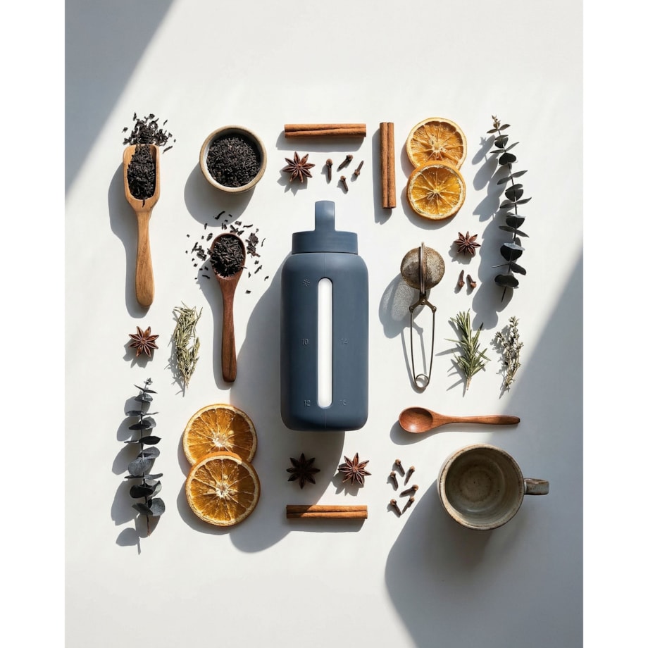 MUUKI DAILY BOTTLE szklana butelka na wodę 720 ml, Smoke Grey