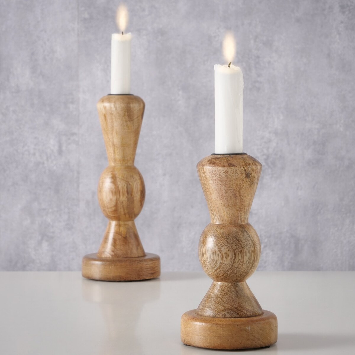 Drewniany świecznik, KESSA, 16 - 20,5 cm, 2 sztuki