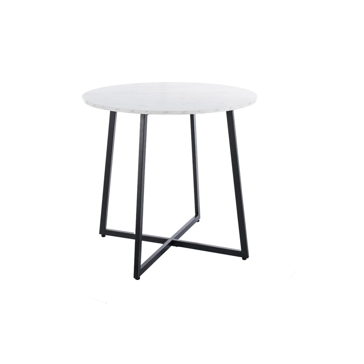 Stół okrągły LUNA 90x90 biały marmur/czarny