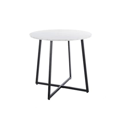 Stół okrągły LUNA 90x90 biały marmur/czarny