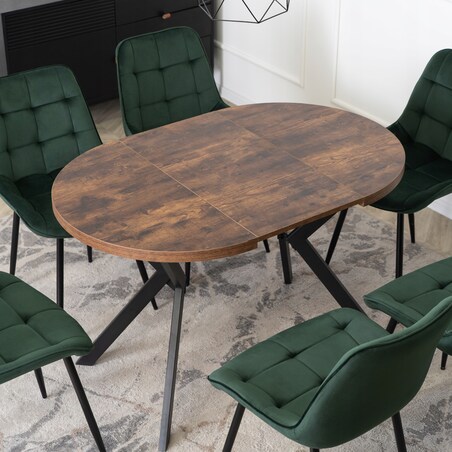 Stół okrągły rozkładany do jadalni dąb rustykalny czarny loft DORIAN