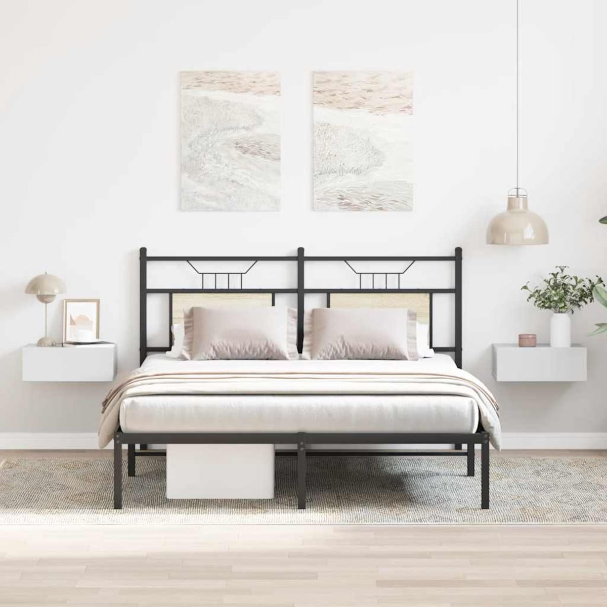 vidaXL Wiszące szafki nocne, 2 szt., białe, wysoki połysk, 40x30x15 cm