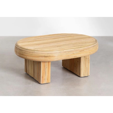 Stolik kawowy bambusowo-rattanowy owalny