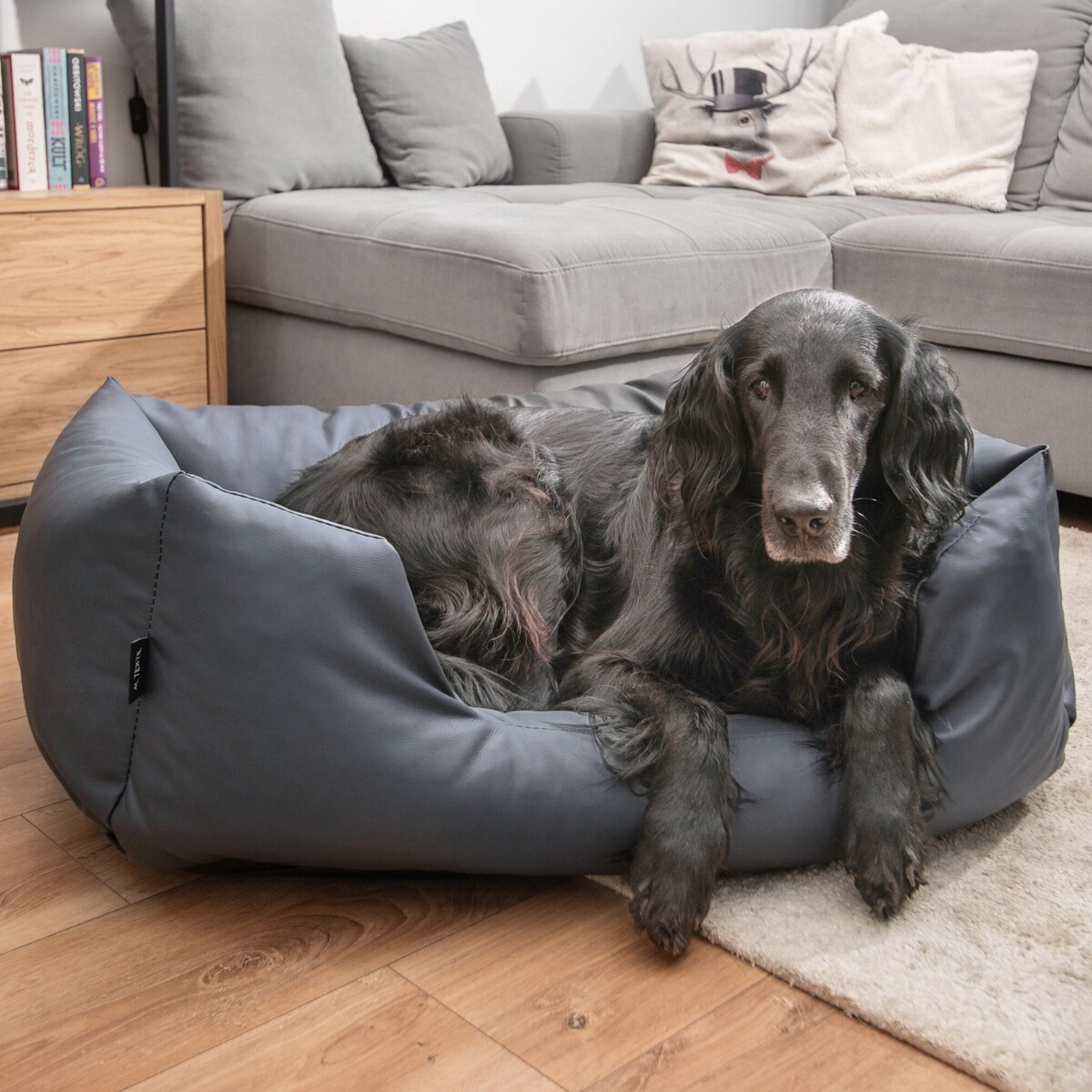 Legowisko dla psa z ekoskóry MARIO, 120x90 cm, Grafit