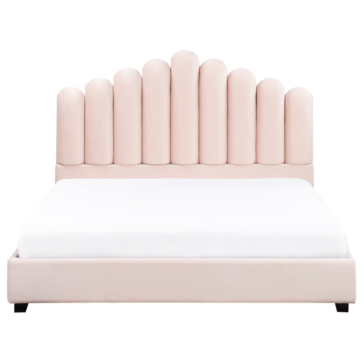 Łóżko Welur VINCENNES 160 x 200 cm Pastelowy róż